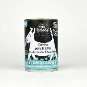 Terrine de porc et lotte pour chien